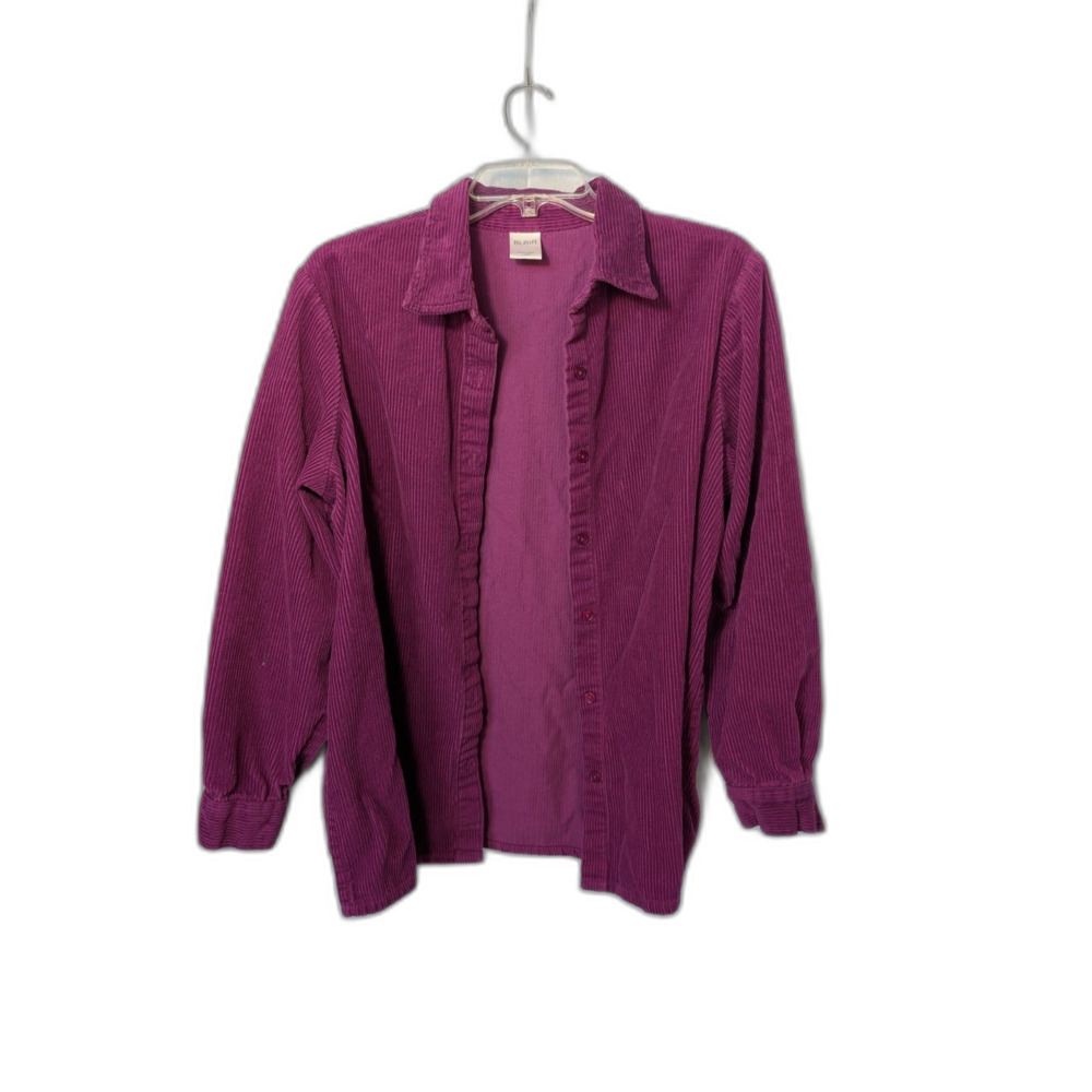 cabincore casual fall corduroy Button Down Shirt Jacket Purple Shacket Size XL - Picture 2 of 5